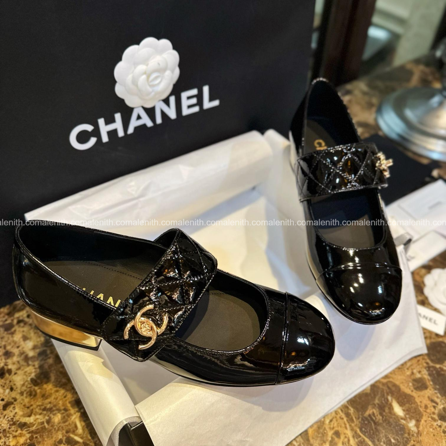 Chanel 23P Black and Gold Buckle Mary Jane